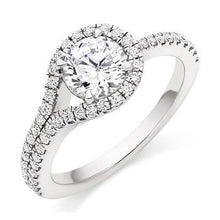Load image into Gallery viewer, 18K White Gold Diamond Halo &amp; Shoulders Engagement Ring 1.50 CTW-Napoli - Pobjoy Diamonds
