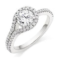 18K White Gold Diamond Halo & Shoulders Engagement Ring 1.50 CTW-Napoli - Pobjoy Diamonds