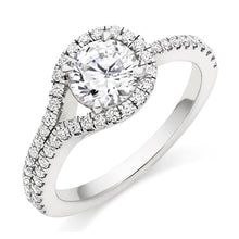 Load image into Gallery viewer, 18K White Gold Diamond Halo &amp; Shoulders Engagement Ring 1.50 CTW-Napoli - Pobjoy Diamonds