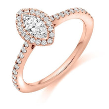 Load image into Gallery viewer, Marquise Cut 0.60 CTW Halo Diamond Engagement Ring  F/VS - Pobjoy Diamonds