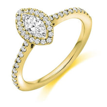 Load image into Gallery viewer, Pobjoy Marquise Cut 0.60 CTW Diamond Halo Ring D/VS Grade