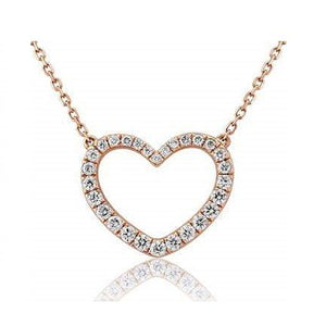 18K Rose Gold Diamond Heart Silhouette Necklace & Pendant 0.60 CTW-Pobjoy Diamonds