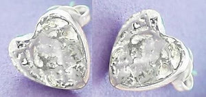 Handmade Silver Heart Textured Stud Earrings - Pobjoy Diamonds