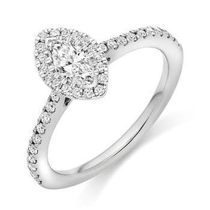 Marquise Cut 0.60 CTW Halo Diamond Engagement Ring  F/VS - Pobjoy Diamonds