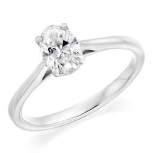 Load image into Gallery viewer, 18K White Gold 0.70 Carat Oval Solitaire Diamond Engagement Ring G/VS2 - Amalfi - Pobjoy Diamonds