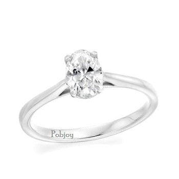 950 Platinum 1.25 Carat Oval Cut Lab Grown Diamond Ring E/VS1 - Pobjoy Diamonds