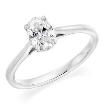 950 Palladium 0.70 Carat Oval Solitaire Diamond Engagement Ring G/VS2 - Amalfi - Pobjoy Diamonds