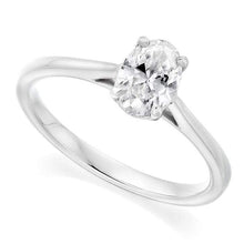 Load image into Gallery viewer, 18K White Gold 0.70 Carat Oval Solitaire Diamond Engagement Ring G/VS2 - Amalfi - Pobjoy Diamonds