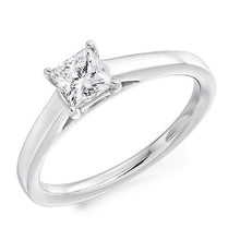 Load image into Gallery viewer, 18K White Gold 0.50 Carat Princess Cut Solitaire Diamond Ring F/VS2 - Casablanca - Pobjoy Diamonds