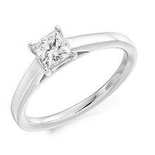 Load image into Gallery viewer, 18K White Gold 0.50 Carat Princess Cut Solitaire Diamond Ring F/VS2 - Casablanca - Pobjoy Diamonds