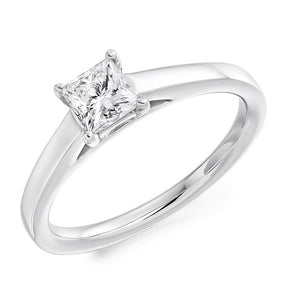 18K White Gold 0.50 Carat Princess Cut Solitaire Diamond Ring F/VS2 - Casablanca - Pobjoy Diamonds