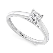 Load image into Gallery viewer, 18K Gold 0.40 Carat Princess Cut Solitaire Diamond Ring F/VS2 - Marrakech - Pobjoy Diamonds