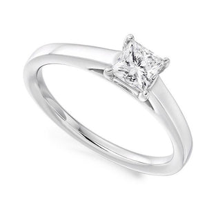 18K Gold 0.40 Carat Princess Cut Solitaire Diamond Ring F/VS2 - Marrakech - Pobjoy Diamonds