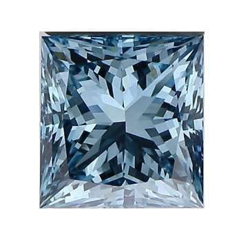 Fancy Vivid Greenish Blue Princess Cut Lab Grown Diamond 1.47 Carat - Pobjoy Diamonds