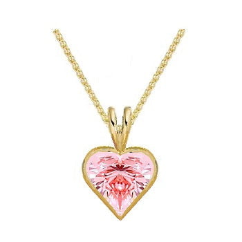 18K Gold 1.09 Carat Pink Lab Diamond Heart Pendant Necklace