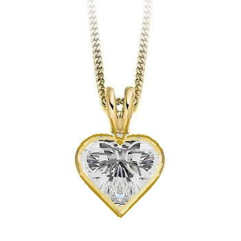 18K Gold 1.00 Carat Lab Diamond Heart Pendant Necklace