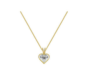 18K Gold 1.00 Carat Lab Diamond Heart Pendant Necklace E/VS1 