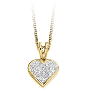 18K Yellow Gold Heart Diamond Necklace 1.10 Carat - Pobjoy Diamonds