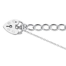 Load image into Gallery viewer, 9K White Gold Ladies Curb Bracelet &amp; Padlock - Pobjoy Diamonds