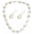 Fireball Freshwater Cultured Silver White Pearl Necklace & Earrings Set - Pobjoy Diamonds