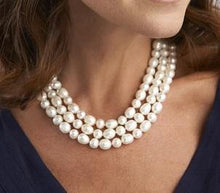 Load image into Gallery viewer, Triple Strand Freshwater Cultured Pearl Necklace &amp; Silver Clasp - Pobjoy Diamonds