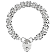 Load image into Gallery viewer, Sterling Silver Ladies Panther Padlock Bracelet - Pobjoy Diamonds