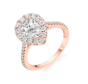 950 Platinum Pear Shape Diamond Halo & Shoulder Ring 1.75 CTW - Sandringham - [product_type] - Pobjoy Diamonds - Pobjoy Diamonds