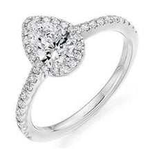 Load image into Gallery viewer, 18K Gold Pear Shape Diamond Halo &amp; Shoulder 0.85 CTW Ring - G/VS - Pobjoy Diamonds