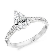 Load image into Gallery viewer, Pear Shape Lab Diamond &amp; Shoulder Ring 1.25 Carat