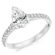 Load image into Gallery viewer, 950 Platinum Pear Shape Diamond &amp; Shoulder 1.00 CTW Ring - G/Si - Pobjoy Diamonds
