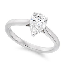 Load image into Gallery viewer, Pear Cut Solitaire Lab Grown Diamond Ring 1.00 Carat E/VS1