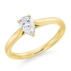 14K White Gold 0.50 Carat Pear Cut Lab Grown Diamond Ring G/VS1 - Pobjoy Diamonds