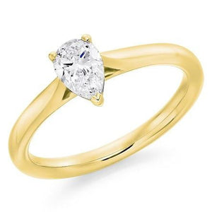 18K Gold 1.00 Carat Pear Cut Diamond Ring F/VS1 - Pobjoy Diamonds