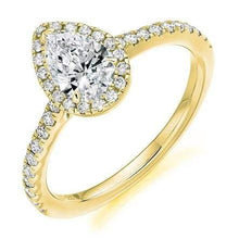 Load image into Gallery viewer, 18K Gold Pear Shape Diamond Halo &amp; Shoulder 0.85 CTW Ring - G/VS - Pobjoy Diamonds