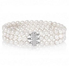 Load image into Gallery viewer, Triple Strand Freshwater Cultured Pearl &amp; Silver Bracelet - Pobjoy Diamonds