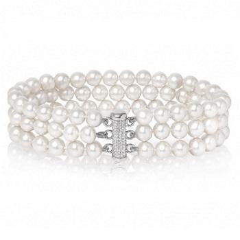 Triple Strand Freshwater Cultured Pearl & Silver Bracelet - Pobjoy Diamonds