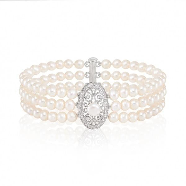 Triple Strand Freshwater Cultured Pearl Bracelet - Pobjoy Diamonds