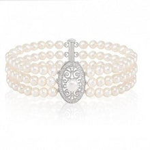 Load image into Gallery viewer, Triple Strand Freshwater Cultured Pearl Bracelet - Pobjoy Diamonds