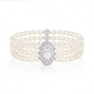 Triple Strand Freshwater Cultured Pearl Bracelet - Pobjoy Diamonds