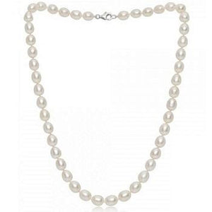 Freshwater Oval White Baroque Pearl Ladies Necklace - Pobjoy Diamonds