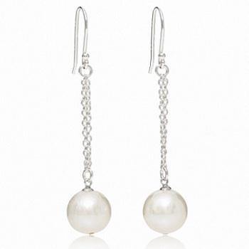 Freshwater Cultured Pearl & Silver Chain Drop Earrings 