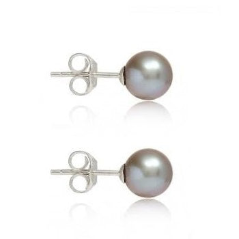 Freshwater Cultured Grey Round Pearl Stud Earrings - Pobjoy Diamonds