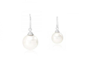Large Freshwater Cultured White Pearl Drop Earrings - Pobjoy Diamonds