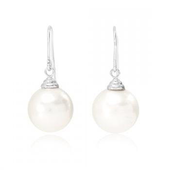 Large Freshwater Cultured White Pearl Drop Earrings - Pobjoy Diamonds