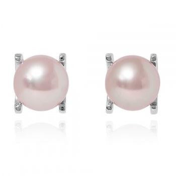 Freshwater Cultured Pink Pearl Claw Set Stud Earrings - Pobjoy Diamonds