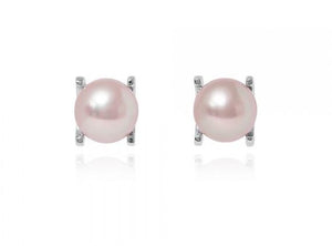 Freshwater Cultured Pink Pearl Claw Set Stud Earrings - Pobjoy Diamonds