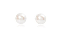 Load image into Gallery viewer, Freshwater Large Silver White Button Cultured Pearl Stud Earrings - Pobjoy Diamonds