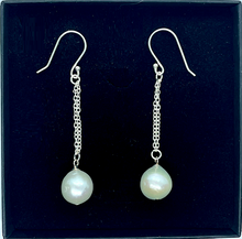 Load image into Gallery viewer, Freshwater Cultured Pearl &amp; Silver Chain Drop Earrings
