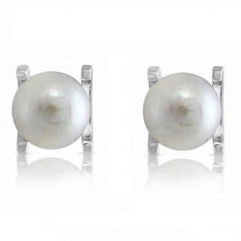 Freshwater Cultured Pearl Claw Set Stud Earrings - Pobjoy Diamonds