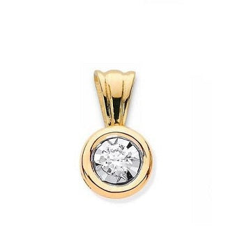 18K Gold Rubover Set Lab Diamond Necklace